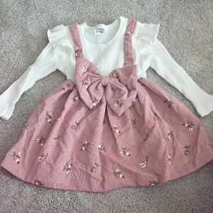 Pink Floral Baby Girl Dress with Bow